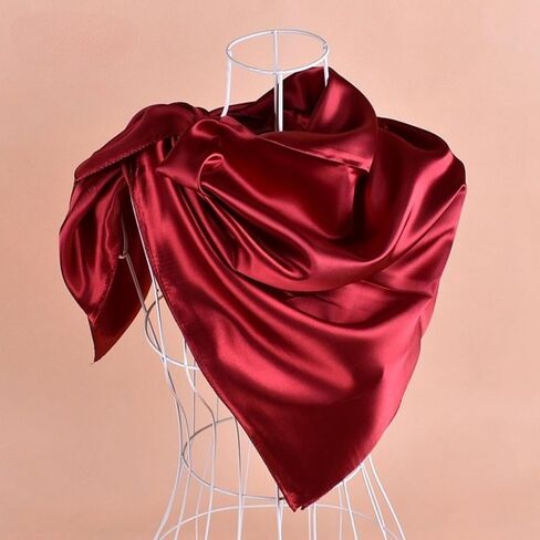 وشاح مربع من الساتان الفاخر للسيدات، خفيف الوزن يشبه الحرير، إكسسوار أنيق للديكور والارتداء اليومي in Saudi Arabia