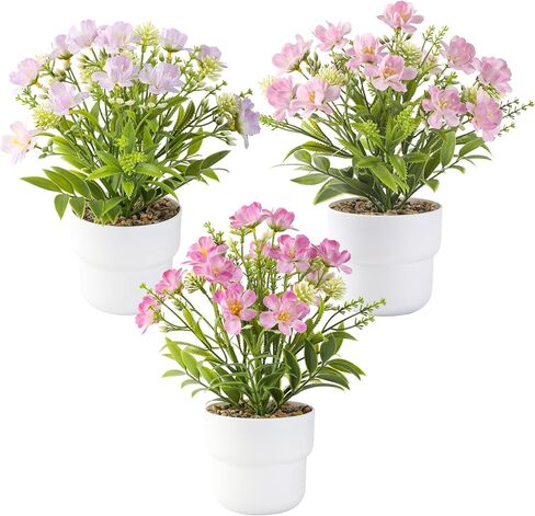 مجموعة نباتات TerraVerve الاصطناعية المكونة من 4 قطع، زهور صناعية عالية التصنيف | زهور حرير حمراء للمنزل والمكتب وغرفة النوم وديكور طاولة الحمام والهدايا للنساء والأطفال in Saudi Arabia