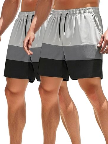 2-Pack Men's Casual Shorts, Breathable Loose Fit, Workwear Style, Streetwear for Daily Wear & Sports in Saudi Arabia