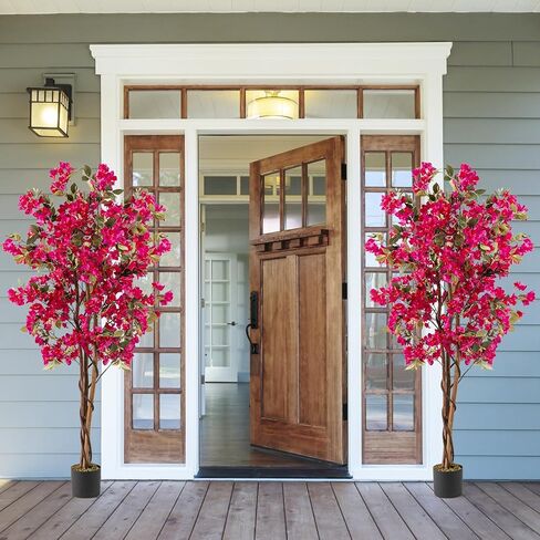 Goplus 6 FT Bougainvillea Artificial Tree, Faux Flower Tree in Pot with 910 Flowers, 105 Leaves, Real Wood Trunk, Tall Fake Floor Plant, Artificial Plants for Indoor Bedroom Living Room Decor in Saudi Arabia