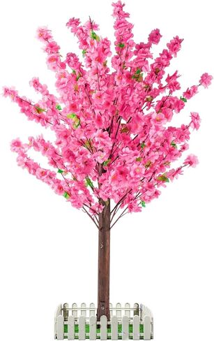 Tall Artificial Cherry Blossom Trees Handmade Pink Fake Tree with Base Indoor Outdoor Home Office Party Wedding, Faux Peach Blossom Tree in Kuwait