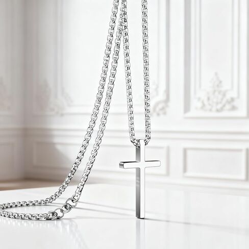 Women's 925 Sterling Silver Cross Necklace, Heart Cubic Zirconia Pendant Necklaces in Saudi Arabia