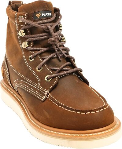 حذاء عمل Hawx Work Gear للرجال مقاس 6 بوصات من Moc Toe باللون البني المتعثر - 12 EE US in Kuwait