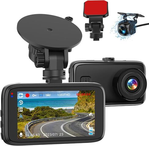 Dash Cam Front and Rear, 2.5K Dual Dash Camera for Cars W/ 64GB Card,3" IPS Screen Dash Cam Built-in 5G WIFI, Car Camera with G-Sensor, Loop Recording, Night Vision, 24H Parking Monitor,170°Wide Angle in Kuwait