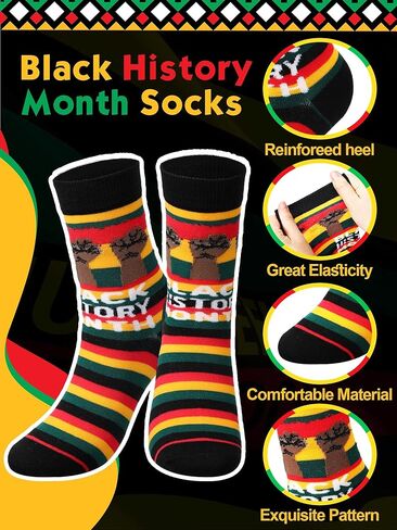 Geyoga 16 Pairs Black History Month Socks Bulk for Women African American Festival Holiday Funny Unisex Novelty History Month Socks for Women Festival Gift in Saudi Arabia