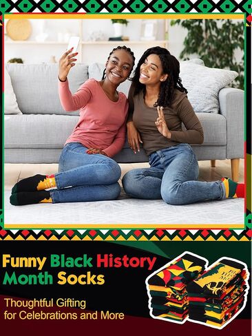 Geyoga 16 Pairs Black History Month Socks Bulk for Women African American Festival Holiday Funny Unisex Novelty History Month Socks for Women Festival Gift in Saudi Arabia
