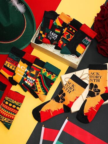 Geyoga 16 Pairs Black History Month Socks Bulk for Women African American Festival Holiday Funny Unisex Novelty History Month Socks for Women Festival Gift in Saudi Arabia