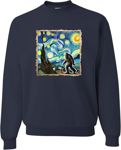 Go All Out The Lost Original - Bigfoot Starry Night Van Gogh Mens Sweatshirt Crewneck in Saudi Arabia
