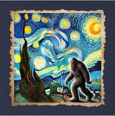 Go All Out The Lost Original - Bigfoot Starry Night Van Gogh Mens Sweatshirt Crewneck in Saudi Arabia