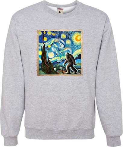 Go All Out The Lost Original - Bigfoot Starry Night Van Gogh Mens Sweatshirt Crewneck in Saudi Arabia