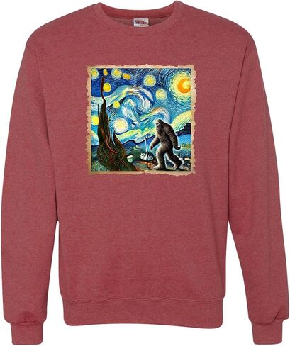 Go All Out The Lost Original - Bigfoot Starry Night Van Gogh Mens Sweatshirt Crewneck in Saudi Arabia
