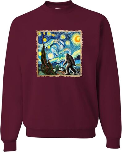 Go All Out The Lost Original - Bigfoot Starry Night Van Gogh Mens Sweatshirt Crewneck in Saudi Arabia