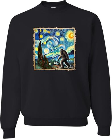 Go All Out The Lost Original - Bigfoot Starry Night Van Gogh Mens Sweatshirt Crewneck in Saudi Arabia