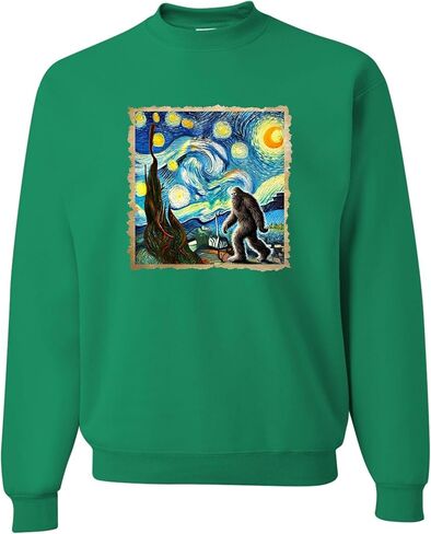 Go All Out The Lost Original - Bigfoot Starry Night Van Gogh Mens Sweatshirt Crewneck in Saudi Arabia