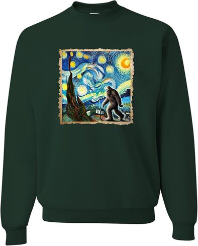 Go All Out The Lost Original - Bigfoot Starry Night Van Gogh Mens Sweatshirt Crewneck in Saudi Arabia