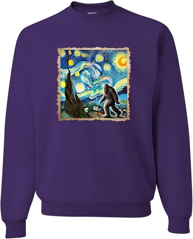 Go All Out The Lost Original - Bigfoot Starry Night Van Gogh Mens Sweatshirt Crewneck in Saudi Arabia