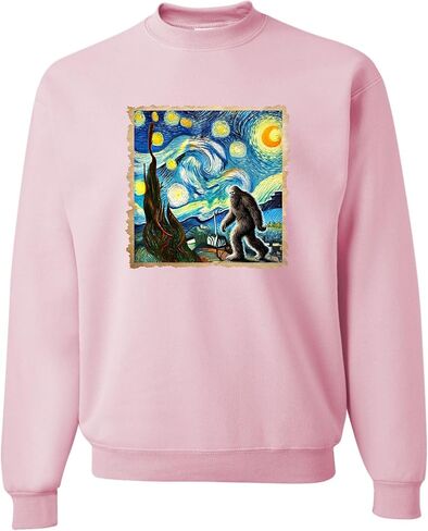 Go All Out The Lost Original - Bigfoot Starry Night Van Gogh Mens Sweatshirt Crewneck in Saudi Arabia