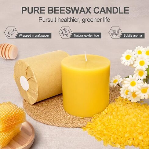 Beeswax Candles, 2 Pack Large Pillar Candles 3 * 3in, Mothers Day Gifts for Mom, Pure Beeswax Candle for Home, 100 Hours Long Burning for Emergeny, Unscented Bee Candle for Yoga Wedding Party in Saudi Arabia