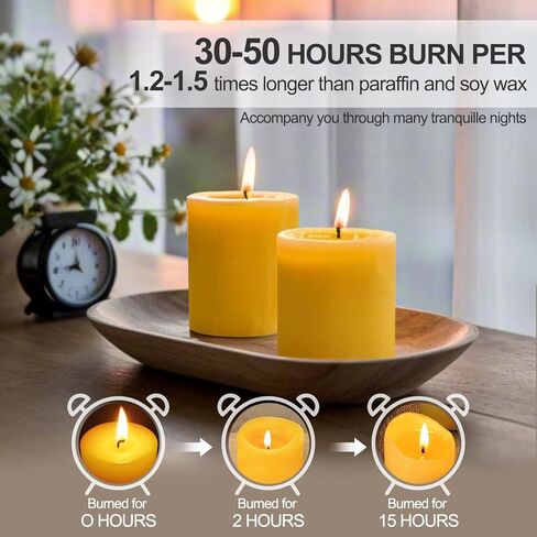 Beeswax Candles, 2 Pack Large Pillar Candles 3 * 3in, Mothers Day Gifts for Mom, Pure Beeswax Candle for Home, 100 Hours Long Burning for Emergeny, Unscented Bee Candle for Yoga Wedding Party in Saudi Arabia