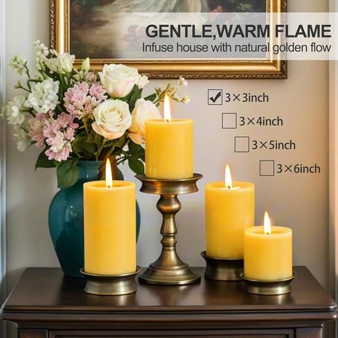 Beeswax Candles, 2 Pack Large Pillar Candles 3 * 3in, Mothers Day Gifts for Mom, Pure Beeswax Candle for Home, 100 Hours Long Burning for Emergeny, Unscented Bee Candle for Yoga Wedding Party in Saudi Arabia