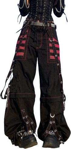 المرأة خمر الجينز الفضفاضة الجرونج القوطية تريب السراويل الشرير القوطي واسعة الساق الدنيم السراويل Y2k فضفاض جينز غير رسمي الشارع الشهير in Kuwait