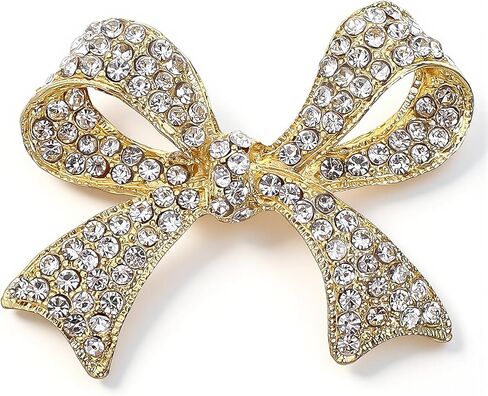 Mabor Rhinestone Bow Brooch Pin for Women Elegant Vintage Sparkly Gold Crystal Brooches Pins for Lapel Dress Suit Shirt Ceremony Clothes Decoration Accessories in Saudi Arabia