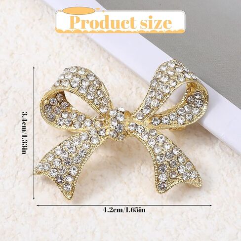 Mabor Rhinestone Bow Brooch Pin for Women Elegant Vintage Sparkly Gold Crystal Brooches Pins for Lapel Dress Suit Shirt Ceremony Clothes Decoration Accessories in Saudi Arabia