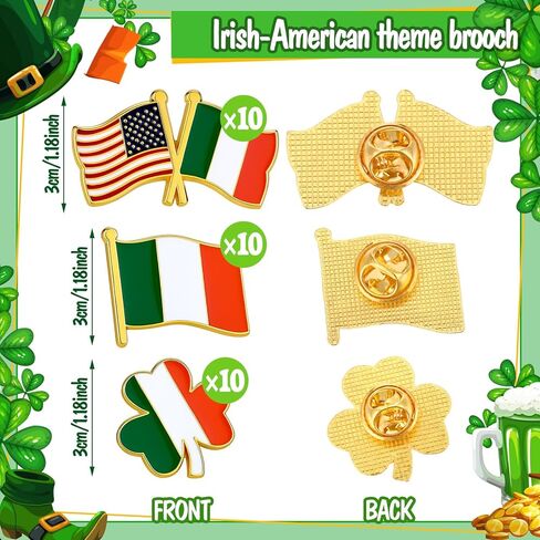 Tondiamo Ireland Lapel Pin Irish Shamrock Pins Friendship for Patrick's Day, Patriotic Irish Double Flag, Ireland Shamrock, Waving Flag Lapel Pin Gifts Badge Metal Souvenir for Men Women in Saudi Arabia