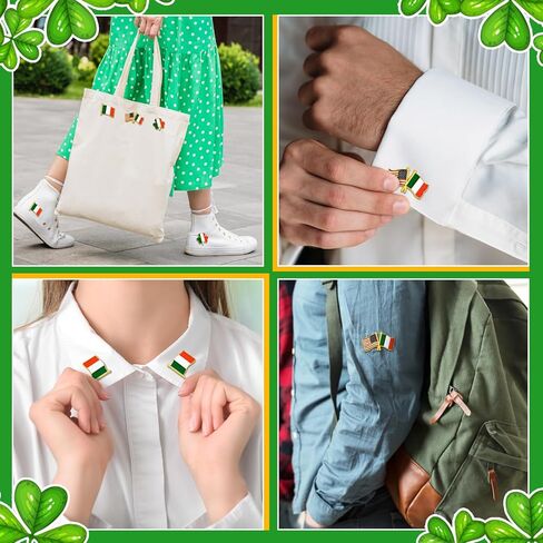 Tondiamo Ireland Lapel Pin Irish Shamrock Pins Friendship for Patrick's Day, Patriotic Irish Double Flag, Ireland Shamrock, Waving Flag Lapel Pin Gifts Badge Metal Souvenir for Men Women in Saudi Arabia