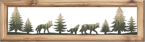 Wesiti Woodland Bear Wall Art 16 in Wood Frame Metal Bear Wall Decor Rustic Wildlife Wall Decor Farmhouse Lodge Cabin Wall Decor Animal Picture Art Decor for Home Bedroom Living Room in Saudi Arabia