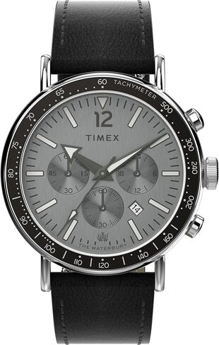 ساعة Timex للرجال Waterbury Standard 43mm - حزام بني ومينا ذهبي وردي وغطاء فضي اللون in Saudi Arabia