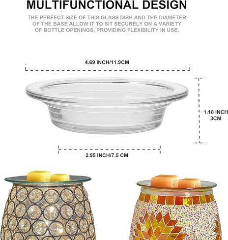 طبق تسخين الشمع البديل من CLKONKA - طبق زجاجي متين لإذابة الشمع - يناسب معظم أجهزة تسخين الشمع - شكل دائري (قطعة واحدة/4.69 بوصة) in Kuwait