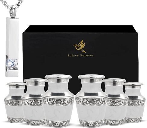 Keepsake Urns - Mini Urns for Human Ashes Set with Box & Bags - Handcrafted Small Urn for Ashes - Honour Your Loved One with Cremation Urn - Perfect Urns for Male & Female (White, Set of 4) in Saudi Arabia