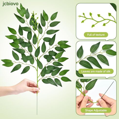 26 قطعة من سيقان روسكوس الإيطالية من Jcbiovo، أوراق خضراء من الحرير الاصطناعي، رذاذ نباتات معلقة صناعية قابلة للانحناء من أجل باقة قوس الزفاف DIY وحشو المزهرية المركزية وديكور المنزل الداخلي (26) in Saudi Arabia