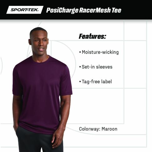 SPORT-TEK PosiCharge RacerMesh تي شيرت | تي شيرت للتمرين للرجال والنساء، ملابس رياضية كاجوال مناسبة لصالة الألعاب الرياضية للربيع والصيف in Saudi Arabia