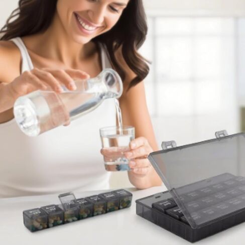 Monthly Pill Organizer - 28-Day Pill Box, Large Capacity Weekly Medicine Organizer for Vitamins & Supplements in Saudi Arabia