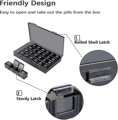 Monthly Pill Organizer - 28-Day Pill Box, Large Capacity Weekly Medicine Organizer for Vitamins & Supplements in Saudi Arabia