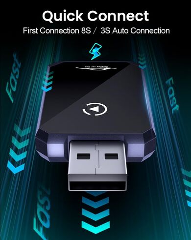 محول CarPlay اللاسلكي لـ iPhone iOS10+ / Android11+ ، 2-in-1 Apple Carplay & Android Auto Adapter مع كابل التمديد USB-A & USB-C ، التحكم المستقر لا يوجد تأخير متوافق مع 1000+ طرازات سيارة (2016+) in Kuwait
