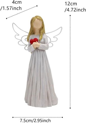 تمثال GJFASGF Guardian Angel بقلب أحمر، منحوتة من الراتنج لديكور المنزل، هدية الحب والامتنان 11.43 سم ارتفاع in Saudi Arabia