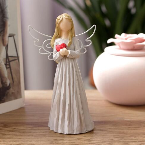 تمثال GJFASGF Guardian Angel بقلب أحمر، منحوتة من الراتنج لديكور المنزل، هدية الحب والامتنان 11.43 سم ارتفاع in Saudi Arabia