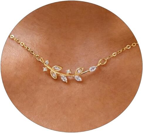 Dainty Gold Necklace for Women Non Tarnish - Waterproof 18K Gold Evil Eye Cross Heart Leaf Pendant Necklace, Cute Pearl CZ Diamond Choker Necklaces Trendy Jewelry for Women Birthday Christmas Gift in Saudi Arabia