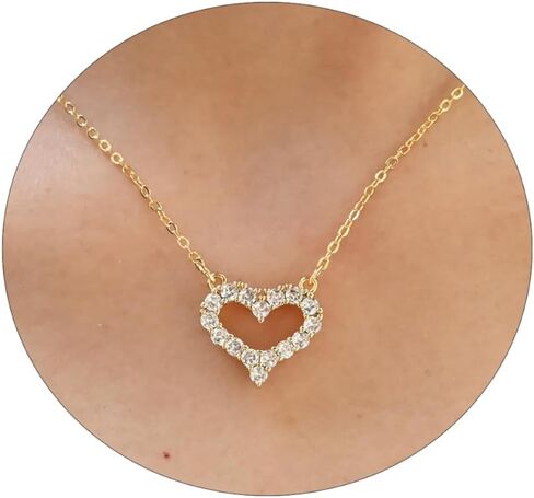 Dainty Gold Necklace for Women Non Tarnish - Waterproof 18K Gold Evil Eye Cross Heart Leaf Pendant Necklace, Cute Pearl CZ Diamond Choker Necklaces Trendy Jewelry for Women Birthday Christmas Gift in Saudi Arabia