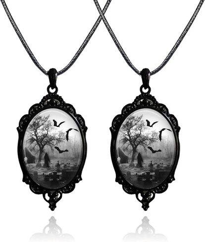 WCRAZYE Gothic Bat Necklace for Men Women Vintage Gothic Rope Chain Witch Bat Choker Dark Punk Style Glass Pendant Necklace Victoria Emboss Cameo Necklace Mystic Witch Halloween Jewelry Gift Accessories in Saudi Arabia
