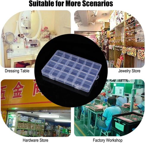 1 Pack 24 Grids Clear Plastic Jewelry Organizer Boxes, Tackle Box Compartment Organizer with Adjustable Dividers for Jewelry, Art Craft, Bead Storage Containers in Saudi Arabia