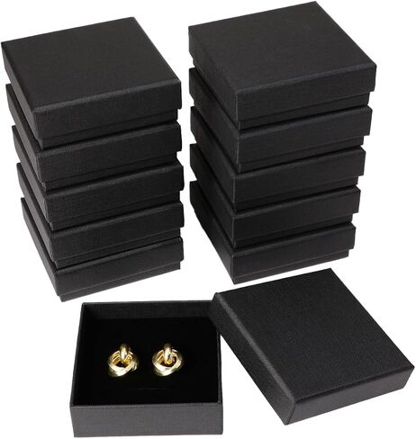 PUPPYSEW 40 Pieces Jewelry Gift Box with Lid, Jewelry Packaging for Small Business Necklace Ring Bracelet Earring Display Box (Black) in Saudi Arabia