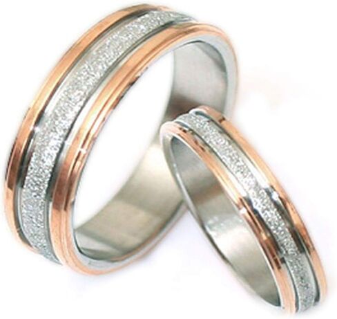 Gemini Two Tone Rose Gold Couple Titanium Wedding Anniversary Rings Set Valentine Day Gift in Saudi Arabia