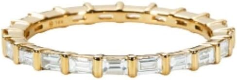 Prabha_Jewels خاتم زواج مرصع بالألماس 1.30 قيراط مقطوع على شكل باغيت من الألماس الأبدي بالكامل، لمسة نهائية من الذهب الأصفر عيار 14 قيراط، فضة استرليني عيار 925 in Kuwait