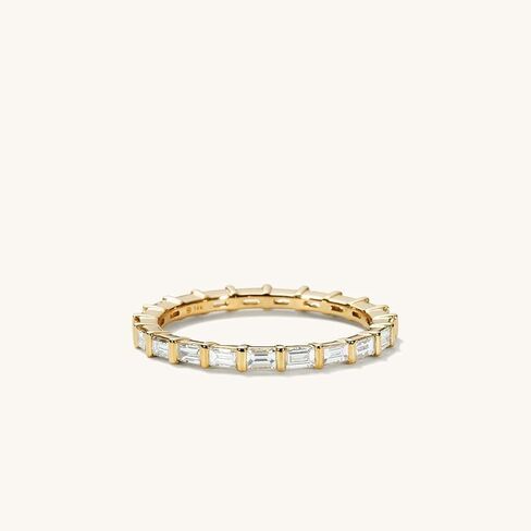 Prabha_Jewels خاتم زواج مرصع بالألماس 1.30 قيراط مقطوع على شكل باغيت من الألماس الأبدي بالكامل، لمسة نهائية من الذهب الأصفر عيار 14 قيراط، فضة استرليني عيار 925 in Kuwait