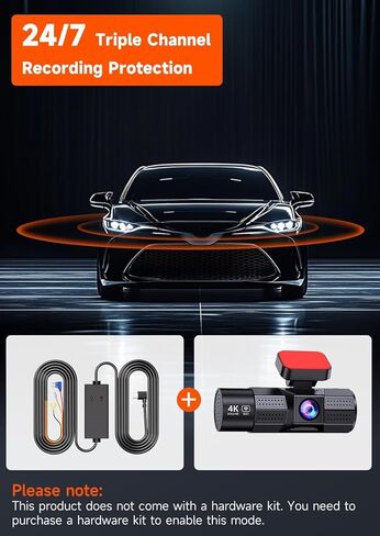 4K DAHS CAM الأمامية والخلفية ， 3 قناة داش كام WIFI 4K+1080P+1080P داش الكاميرا الأمامية والخلفية/الداخل ، كاميرا اندفاعة مع بطاقة 32 جيجابايت ، HDR ، G-SESOR ، مواقف السيارات على مدار 24 ساعة in Kuwait