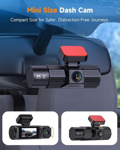 4K DAHS CAM الأمامية والخلفية ， 3 قناة داش كام WIFI 4K+1080P+1080P داش الكاميرا الأمامية والخلفية/الداخل ، كاميرا اندفاعة مع بطاقة 32 جيجابايت ، HDR ، G-SESOR ، مواقف السيارات على مدار 24 ساعة in Kuwait